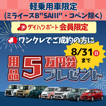 用品５万円分プレゼントキャンペーン